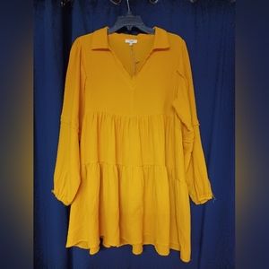 Easel Mustard yellow blouse/dress (M)